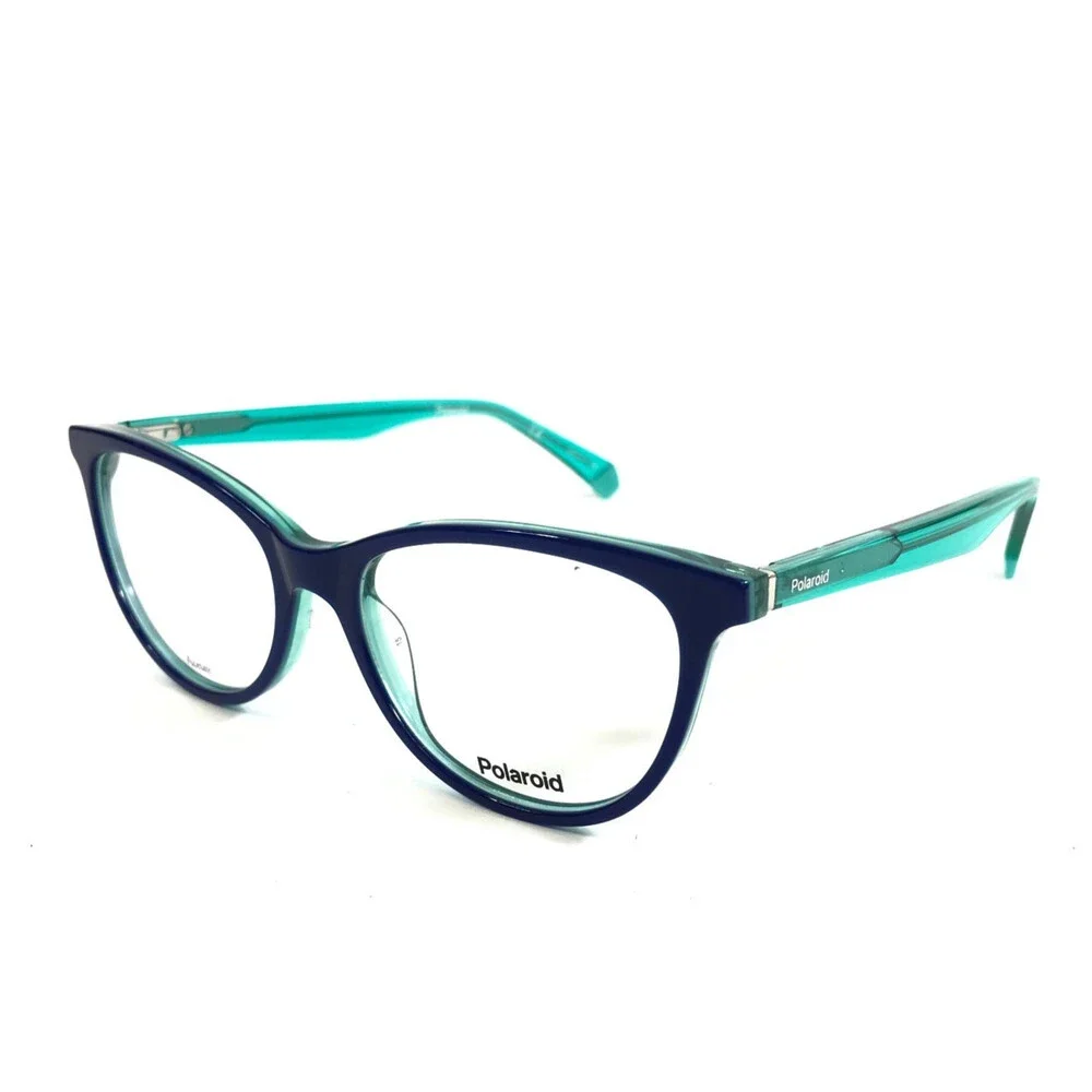 Polaroid Eyeglasses Frames PLD D395 Z90 Aqua Blue Cat Eye Full Rim 52-18-145